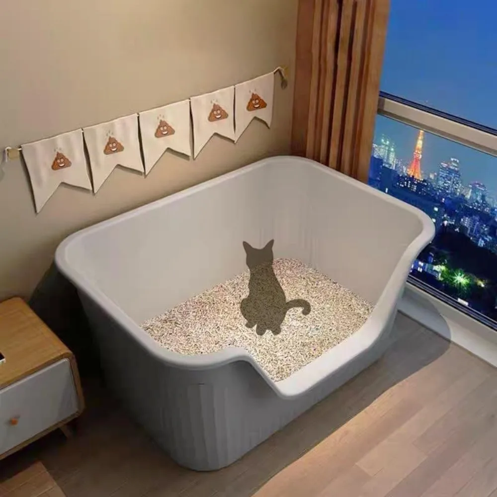 صندوق نفايات القطط كبير جدًا مقاس 31 بوصة × 21 بوصة × 16 بوصة، صندوق نفايات جامبو للقطط الكبيرة أو القطط المتعددة #4