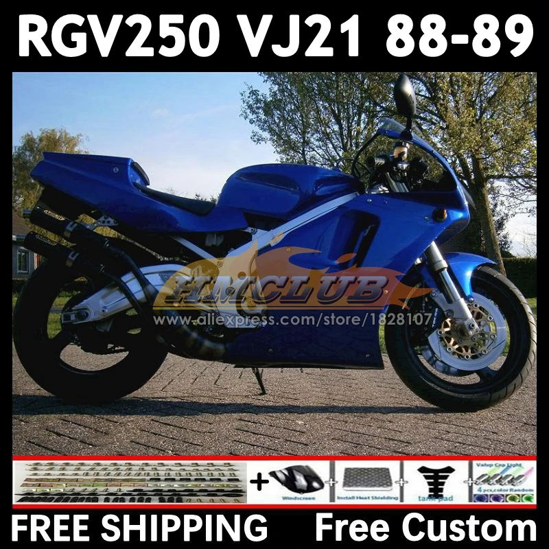 Body glossy blue Kit For SUZUKI SAPC VJ21 RGV250 88 89 18No.188 RGVT250 VJ 21 RGV-250 RGVT RGV 250 CC 1988 1989 Full Fairing Set