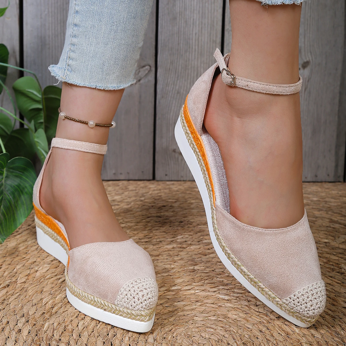 

Женские сандалии на танкетке с закрытым носком, модные эспадрильи, сандалии на платформе, летние туфли-гладиаторы с пряжкой и ремешком, женские туфли Zapatos De Mujer