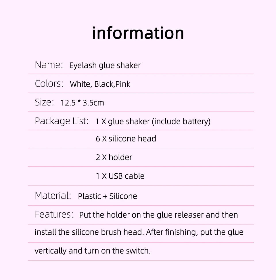 Tragbare Wimpern Kleber Shaker USB Elektrische Wake-up Gerät für Nagellack Tattoo Tinte Pigment Flüssigkeit Schütteln Maschine Wimpern Werkzeuge – Detail 8