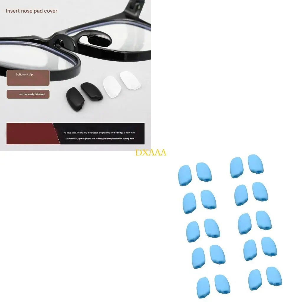 DXAA Easy to Install Silicone Nose Pad Secure for Glasses Accessories Pack of 10