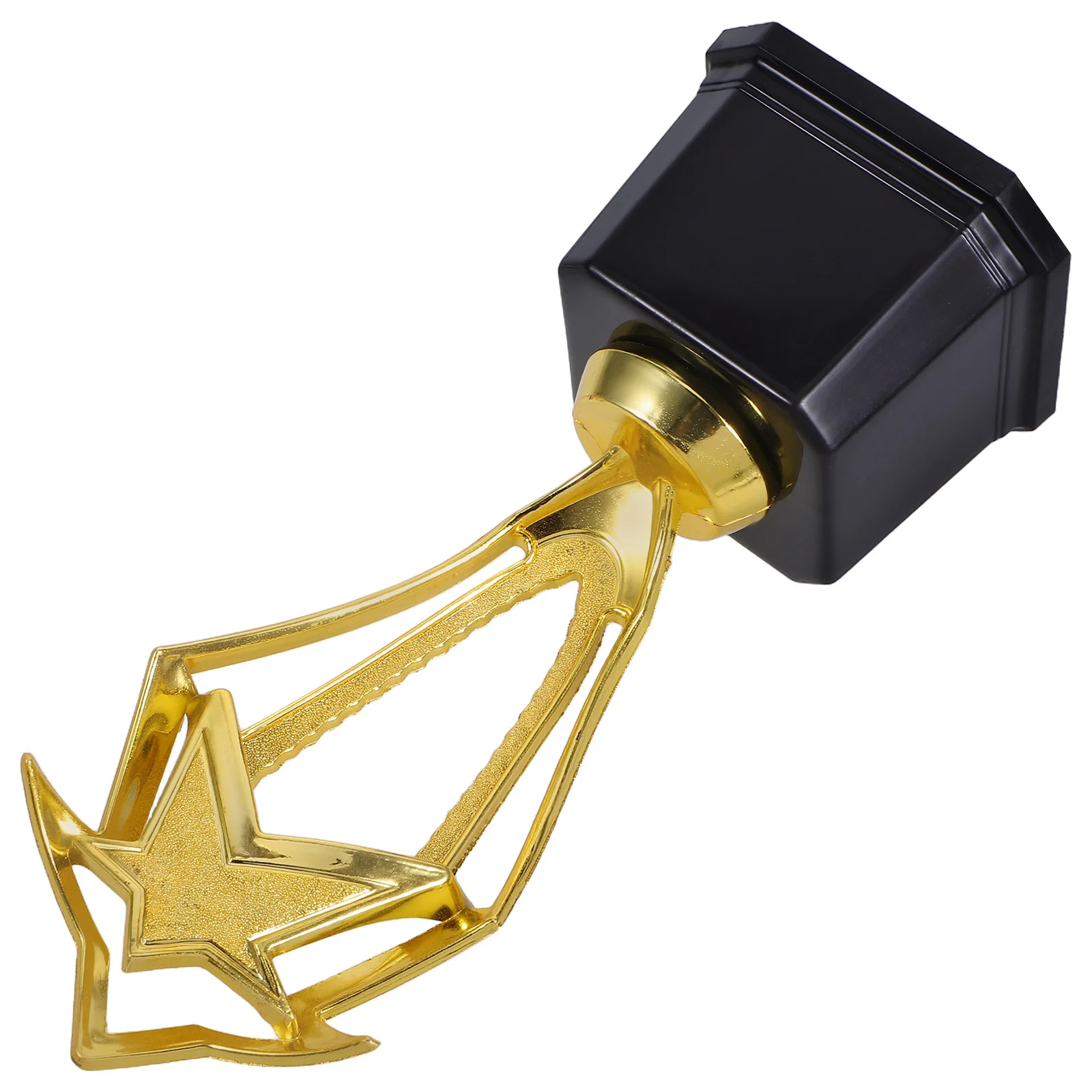 

Golden Star Award Trophy Hollow Five- Design Plastic Base for Competition Prizes Party Favors Awards Ceremony