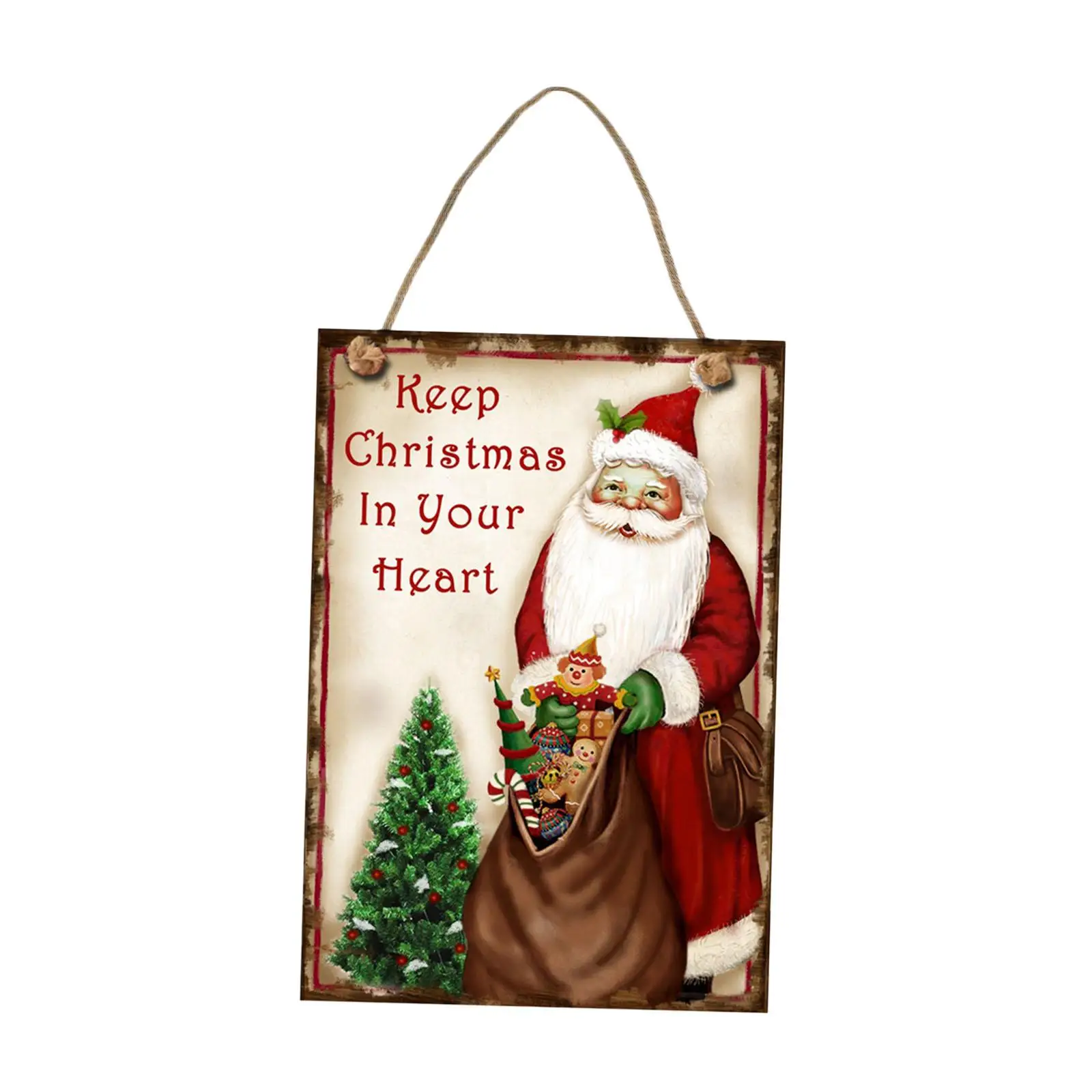 Christmas Wooden Hanging Tags for Home Decor Outdoor Sign Vintage Holiday Wall Art