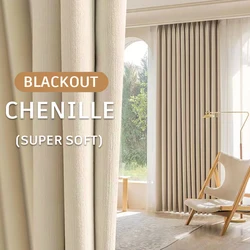 Custom Size Super Soft Chenille High Blackout Curtains for Bedroom Living Room Romantic Colors Three-dimensional Texture