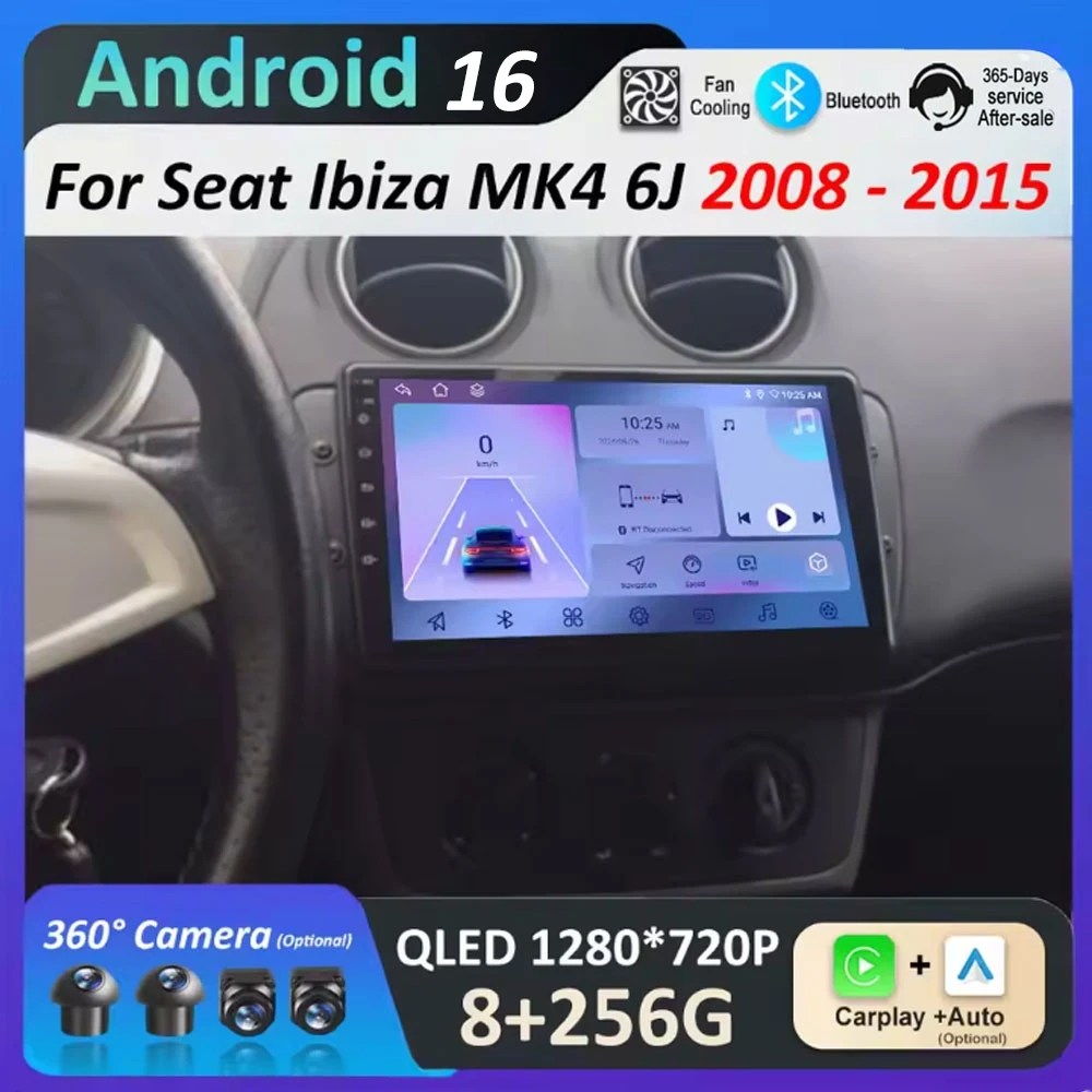 

Мультимедийный проигрыватель для Seat Ibiza MK4 6J 2008-2015 с DSP, Android 16, беспроводным CarPlay, Wi-Fi и поддержкой видео