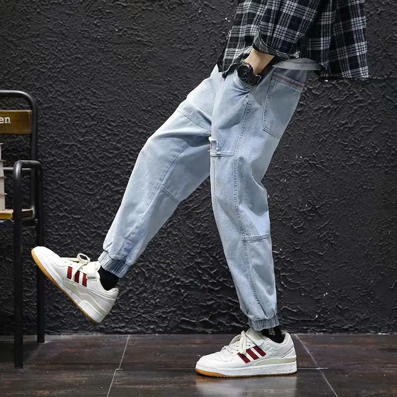 Celana Kargo Hip Hop Streetwear Baru 2022 Jeans Pria Pelari Harun Elastis Di Pakaian Pria Musim Gugur dan Musim Semi