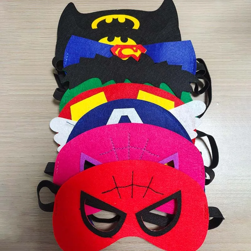 Superhero Captain America Mask Children's Role Playing Costume Spider Man Cartoon Mask Iron Man Halloween Dress Up Set of 10 Cos