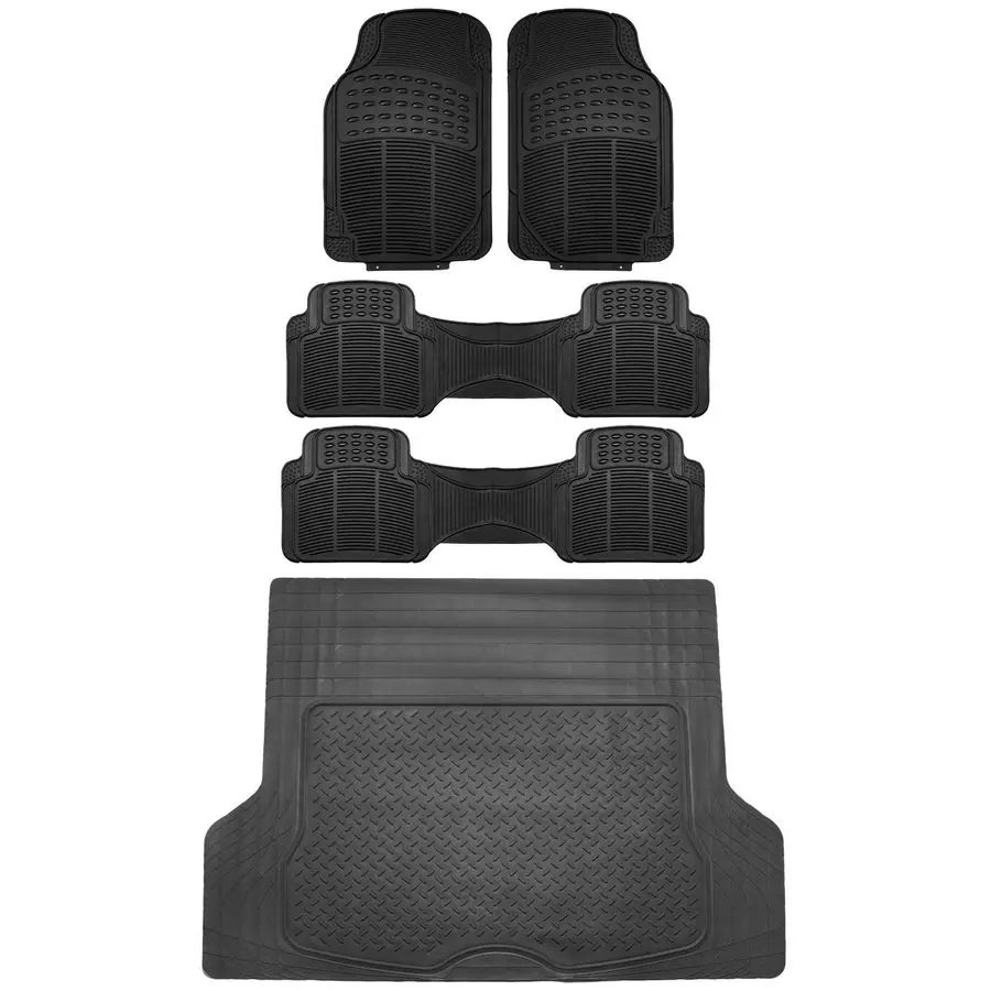 

Climaproof Trimmable NonSlip Vinyl Floor Mats 3 Row Set Universal Fit for Cars Trucks and SUVs Black F11306 F16400
