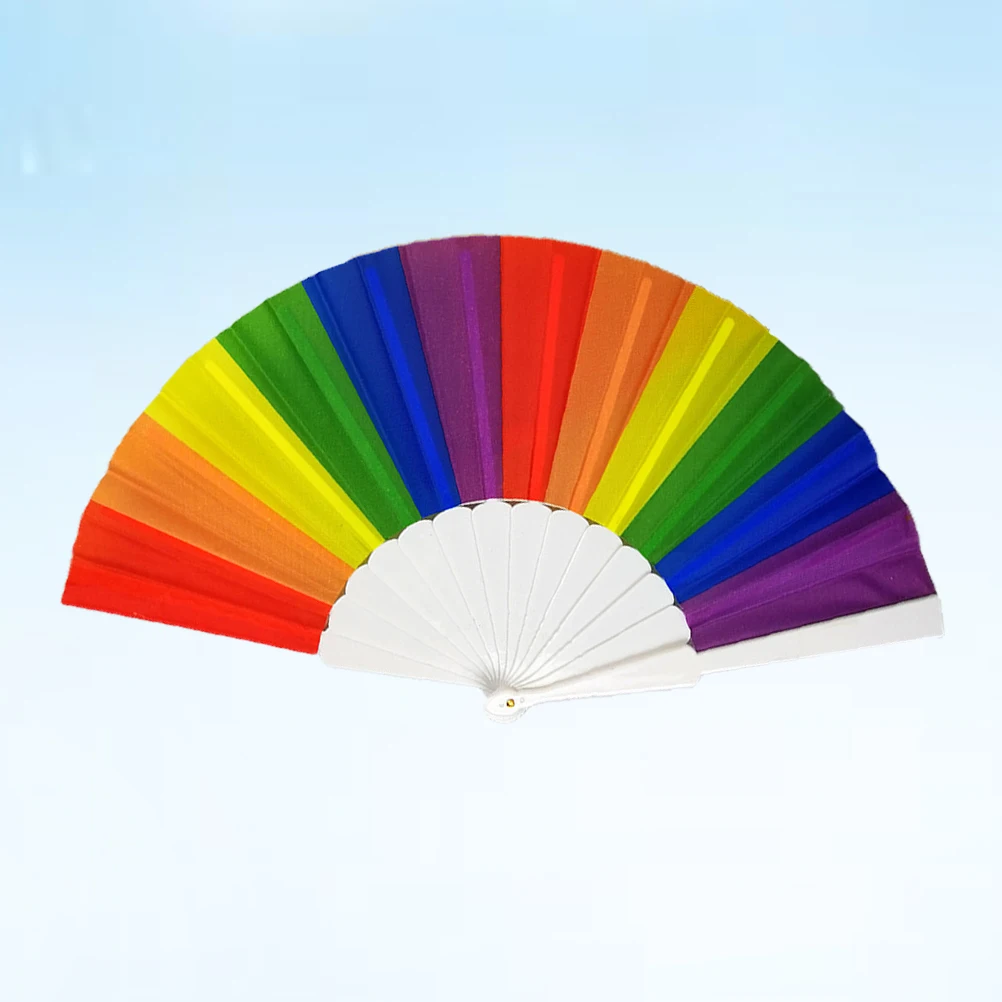 

Rainbow Folding Fan Hand Crank Souvenir Fans Portable Fabric Rainsbow Gay Wedding Decor Birthday