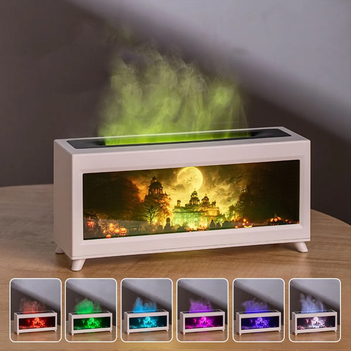 220ml Haunted Castle Humidifier Flame Fireplace Aromatherapy Diffuser Essential Oil Humidifier for H