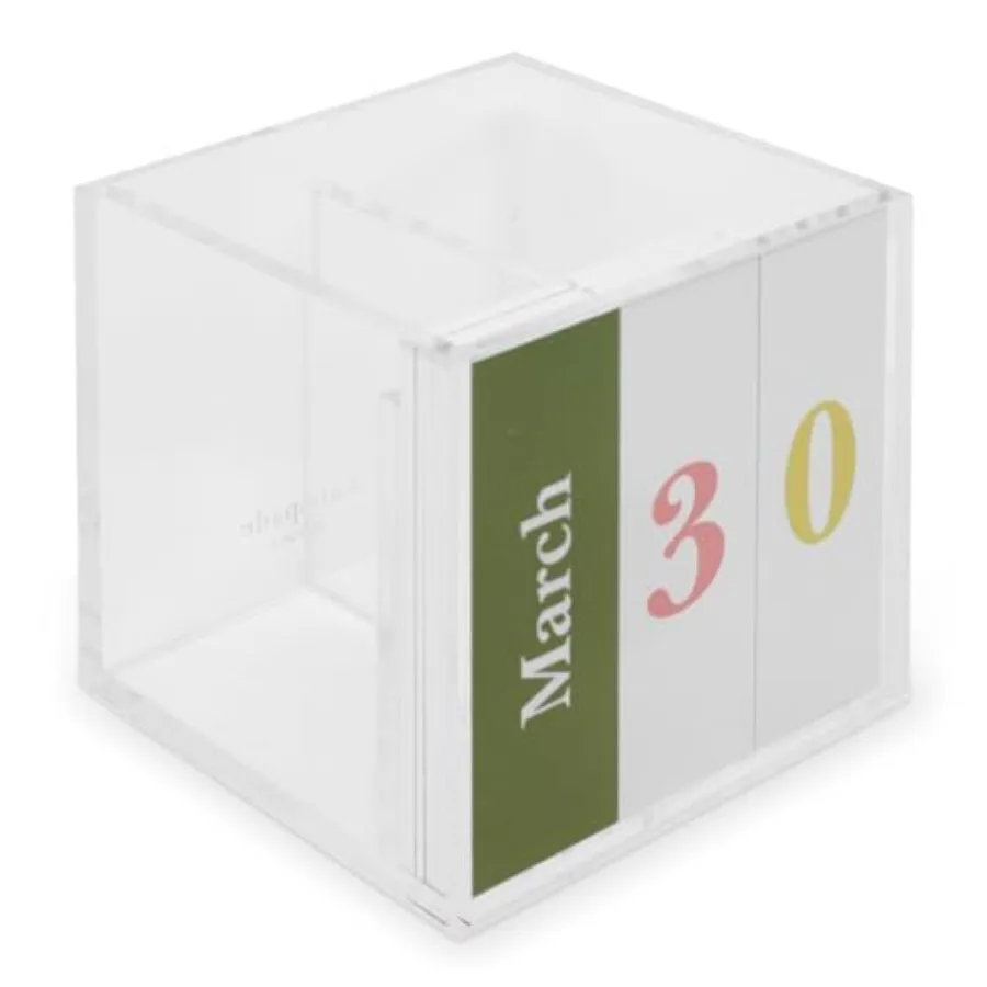 

Настольный органайзер-календарь Perpetual Calendar Pencil Cup 4" x 4" с выдвижными блоками для месяца и дня. Симпатичные и функциональные аксессуары для офисного стола