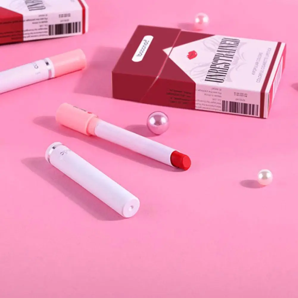 Juego de pintalabios creativo de 4 Uds., esmalte de labios de larga duración, brillo de labios mate, tubo de lápiz labial resistente al agua, tinte de labios desnudo, cosméticos de maquillaje