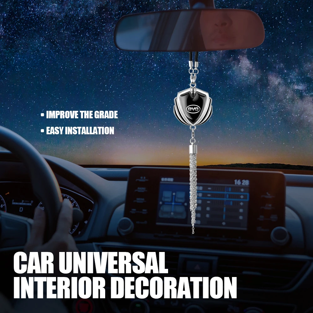 

Car Rearview Mirror Hanging Ornament Metal Pendant Tassel Design Interior Hanging Trim Decor Accessories For BYD F3 F0 F6 S6 S8