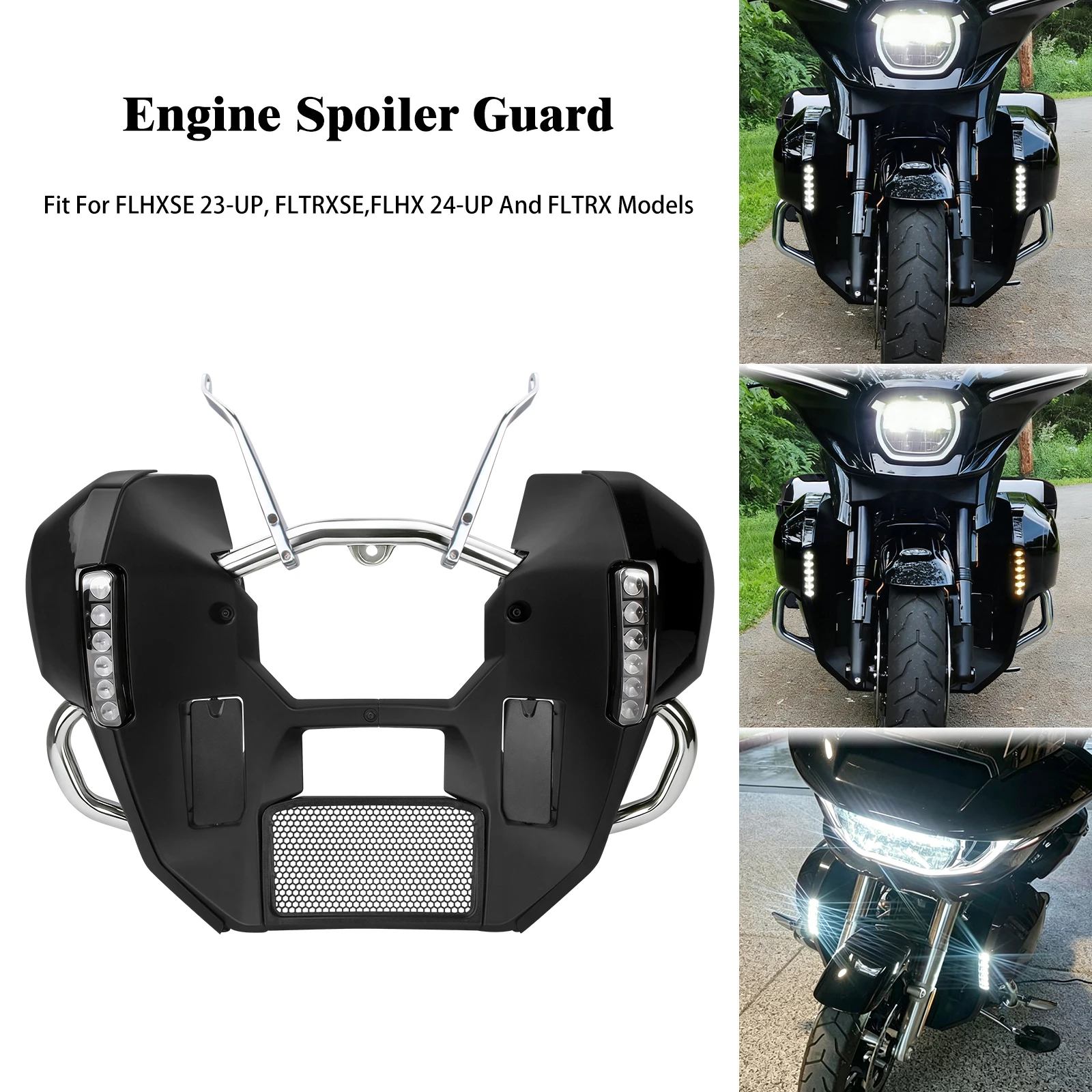 

Motorcycle Fairing Lowers Engine Guard Frame Support Set For Harley Touring Road Street Glide 2023-Up Extended Chin Spoiler Kit