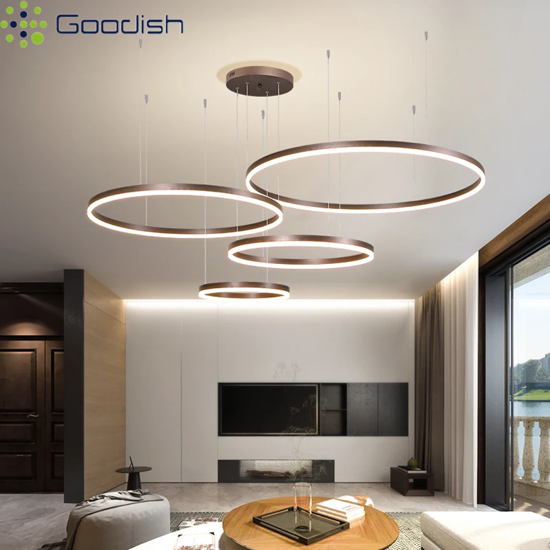 

Современные минималистичные скандинавские многослойные светодиодные подвесные светильники с золотыми кольцами, художественные креативные лампы для декора ресторана и дома, люстра