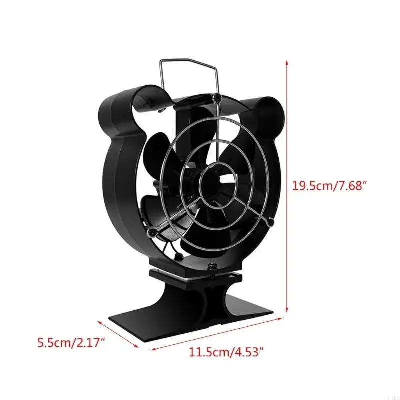 U4LA 熱発電ストーブファン温度計搭載ストーブファンアルミニウム家庭用暖房用