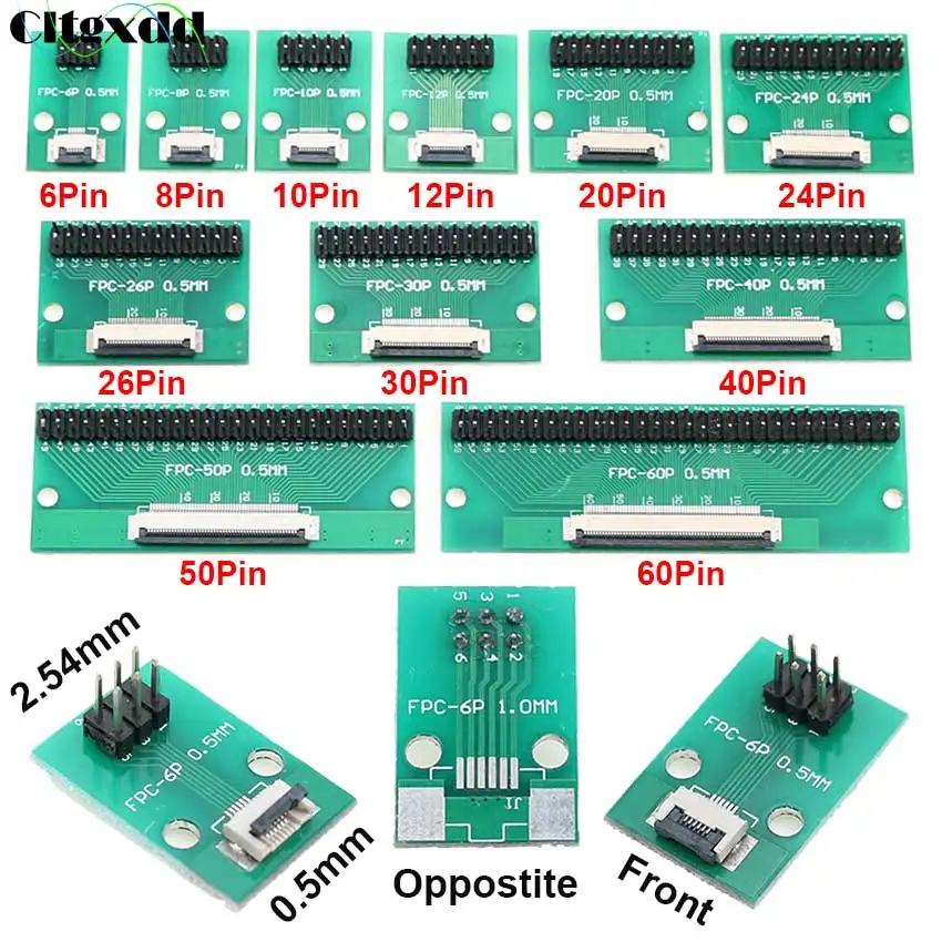 1PCS 0.5mm FFC FPCConnector To 2.54MM Double Row Straight Pins Conversion Board 6/8/10/12/14/16/20/24/26/30/34/40/50/60/80Pin
