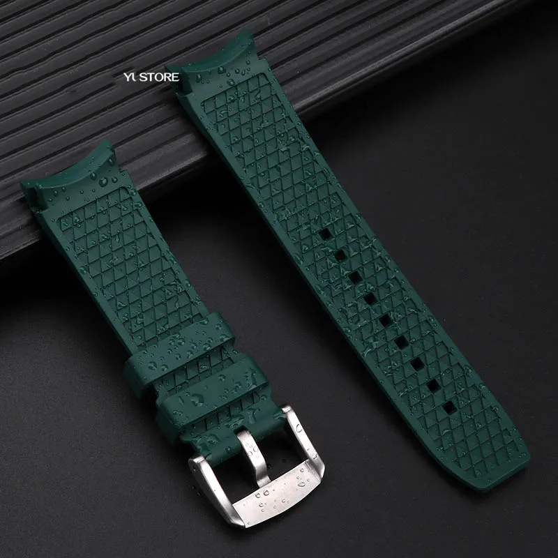 22mm Curved Waterproof fluororubber Watch Strap For Mido New Multifort TV Series M049.526 Rubber Watch Band Men\'s Soft Bracelet