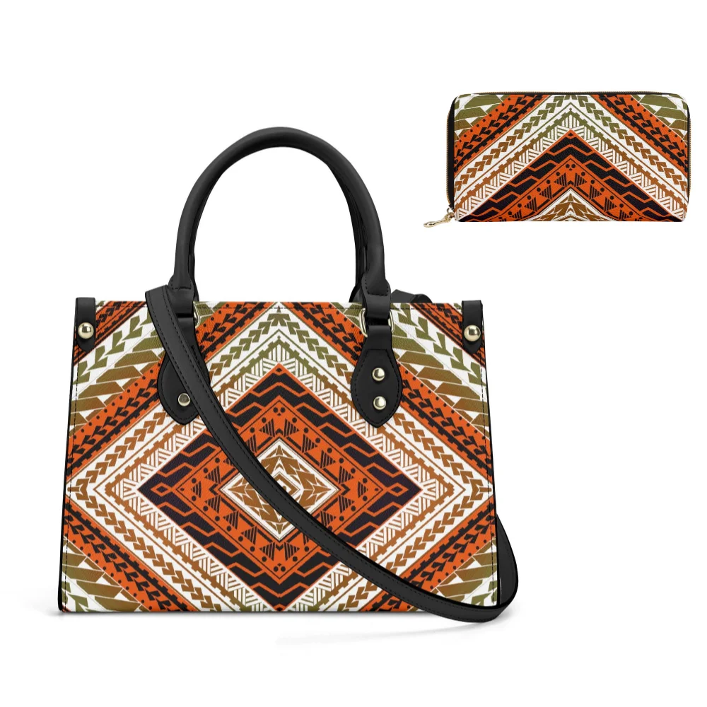 

2025 New Lady Pu Handbag Custom Polynesian Ethnic Features Shoulder Bag Large Capacity Makeup Bag Crossbody Bag And Zipper Purse