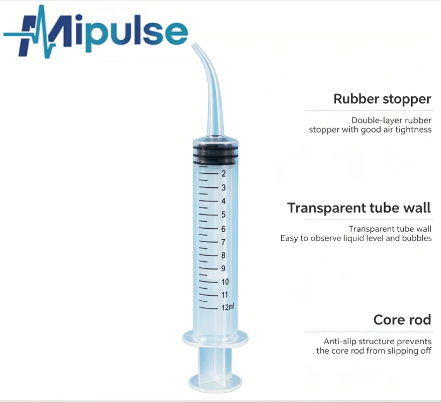 

2pcs 12ml Curved Tip Dental Flushing Tool Disposable Oral Syringe Irrigator for Post-Treatment Care, Clean Hard-to-Reach Areas