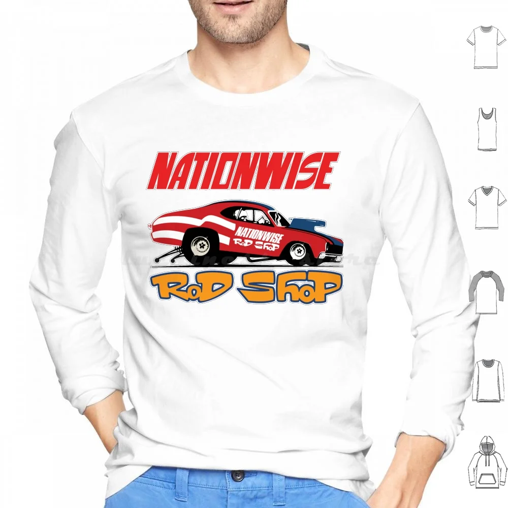 Nationwise Rod Shop Speed Shop 1970S Retro Hoodie cotton Long Sleeve Mopar Chrysler Car Auto Classic Automobile Vintage Retro