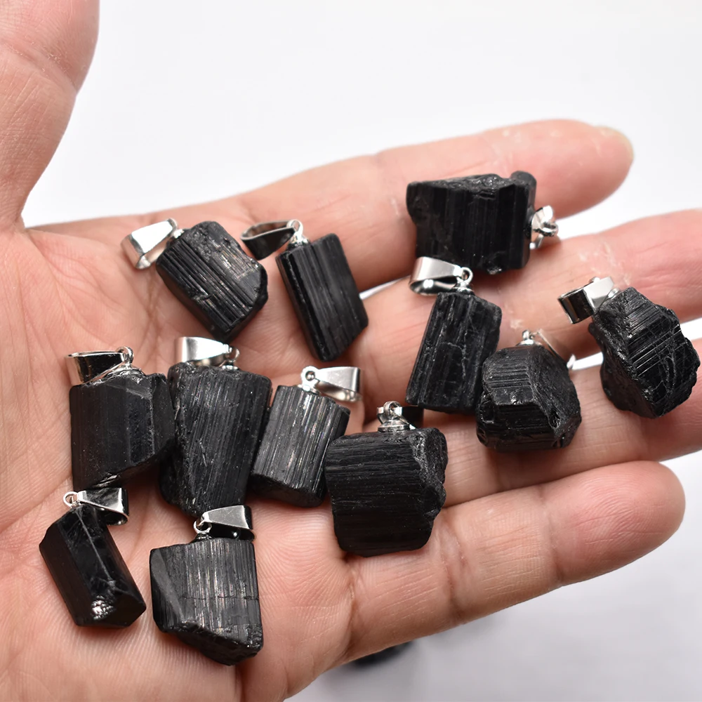 

wholesale 30pcs/lot Fashion Natural black tourmaline stone Healing Reiki irregular Raw Energy Chakra pendants free shipping