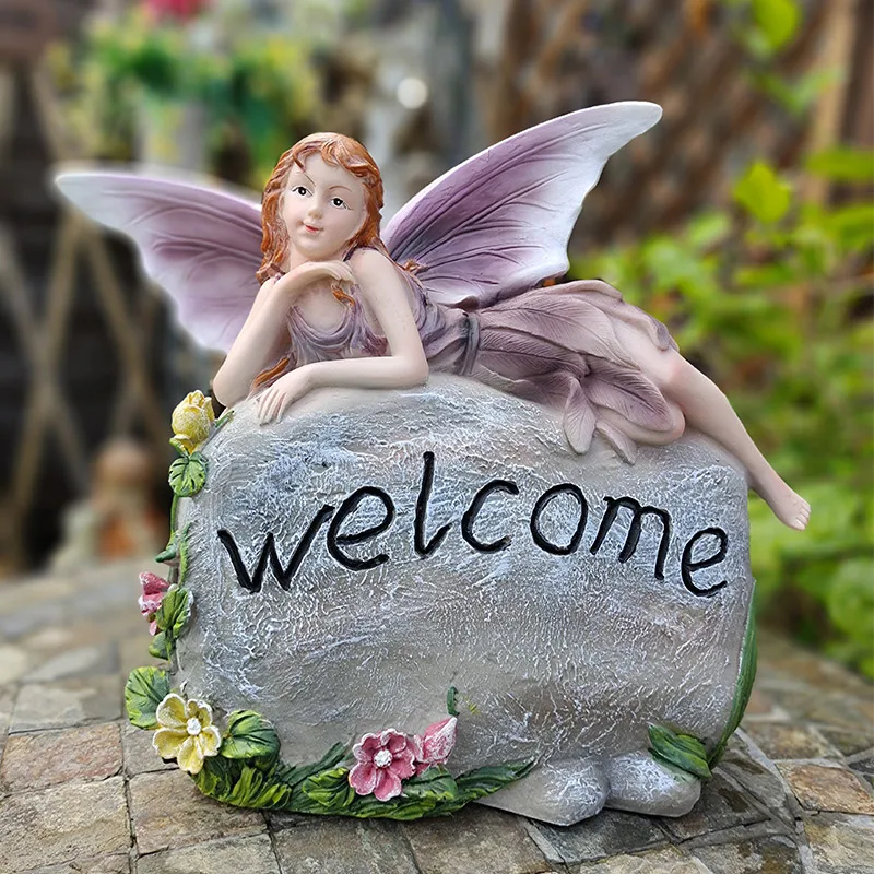 Pastoral style fairy tale garden courtyard little Yingbin brand resin sculpture outdoor decoration statuette