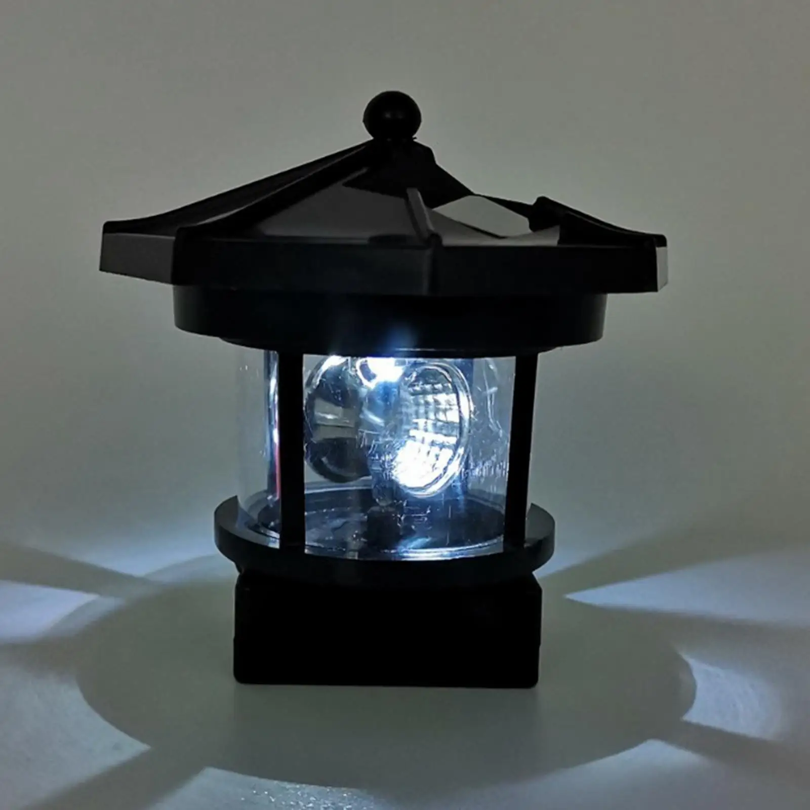 Solar Powered Lighthouse, 360 Degree Rotating Lamp, Outdoor Waterproof Lighthouse Garden 