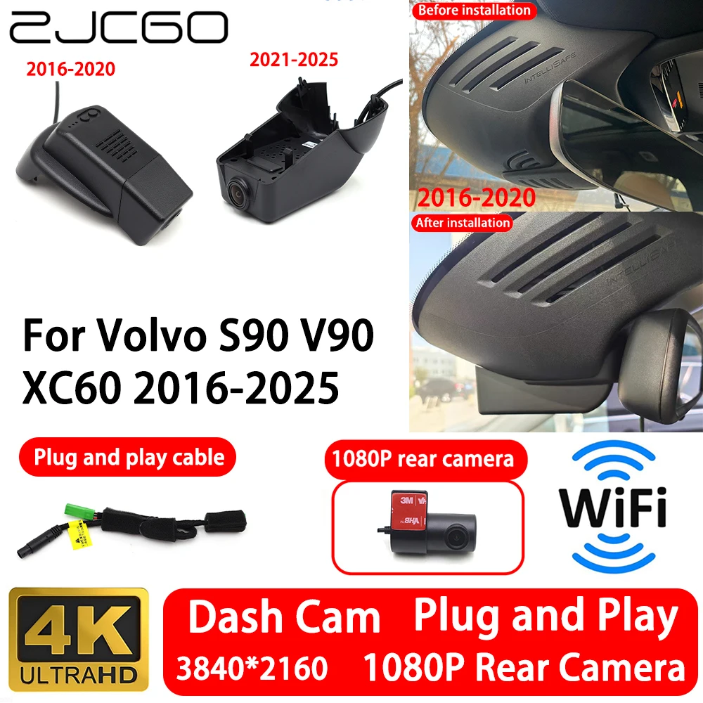 

for Volvo S90 V90 XC60 2016-2025 4K Front Rear Camera Dash Cam Wifi Plug and Play Video Recorder Loop Recording Night Vision