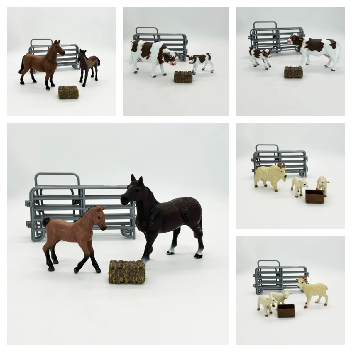 BIG Ranch HORSE Cow BULL GOAT SHEEP Set with scene fence movie static display toy animals figures ranch Christmas kids gifts