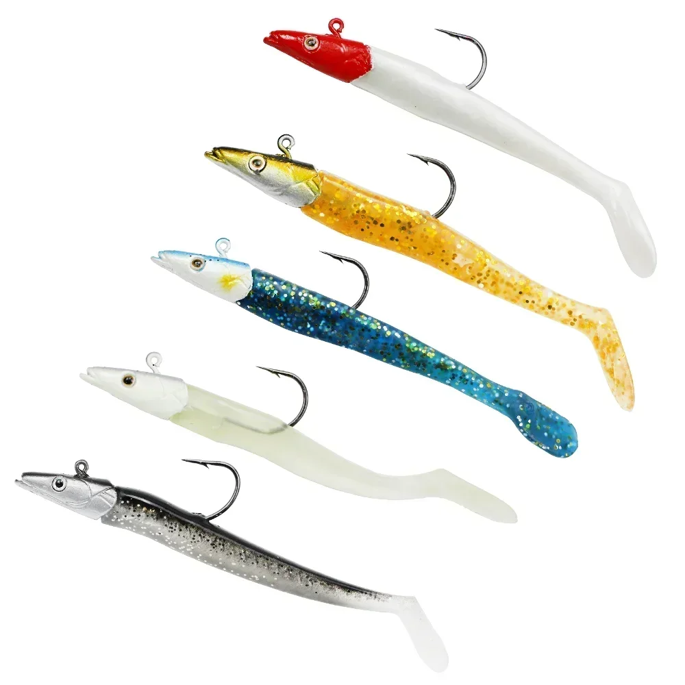 

Soft Fishing Lure Jigs Sea Spinning Lures 5PCS 16cm/34g Silicone Bait Flexible Luminous Fishing Accessories Sea Wobbler Tackle