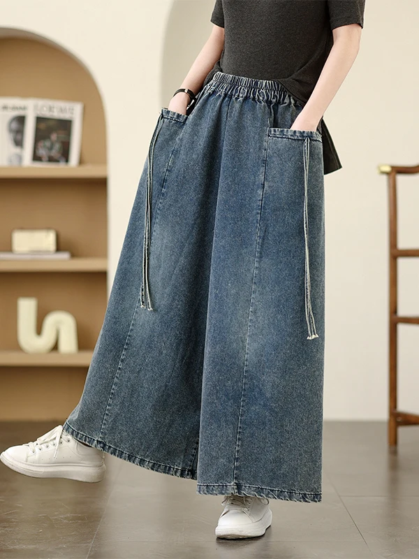 

Loose Wide Leg Denim Jeans Women's Spring Autumn 2025 New European Sle Big Size Pants plus Size Fat MM Nine Points Skirt Pants