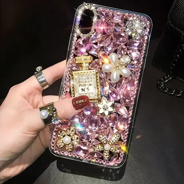 ラインストーンの香水瓶のケース,iPhone用の豪華なクリスタルケース,14