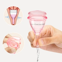 Medical Silicone Menstrual Cup With Drain Valves Menstrual Collector Super Soft Feminine Hygiene Period Cup Anti-side Leakage