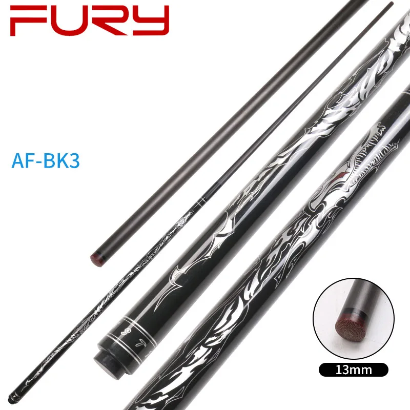 NEW FURY Billiard Stick 13mm Tip Size Break Cue Stick Carbon Fibre Shaft 1/2 Split Break Cue