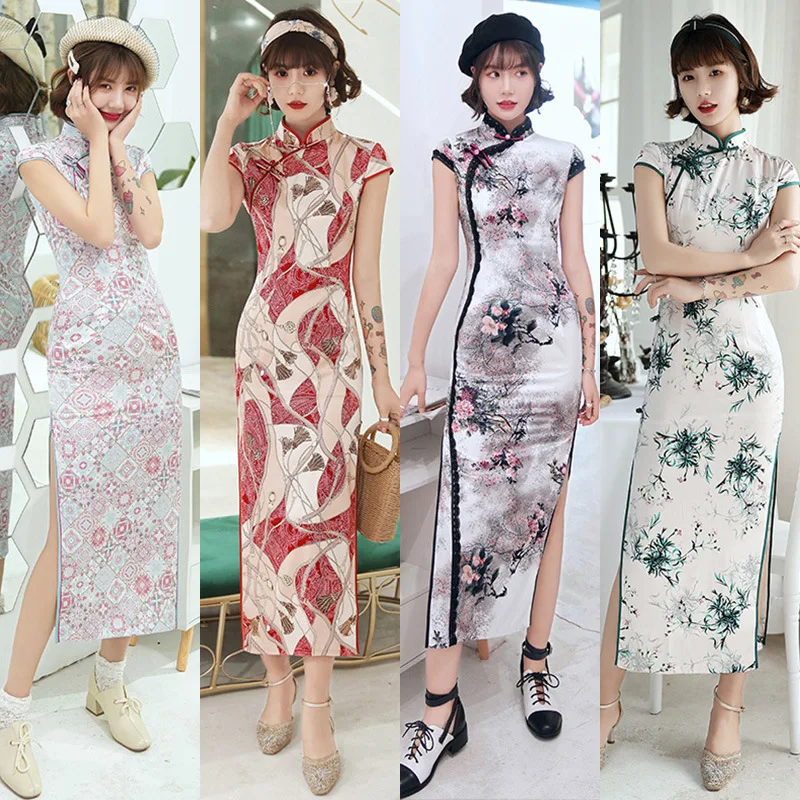 Long Double Layer Daily Cheongsam Improved Dress