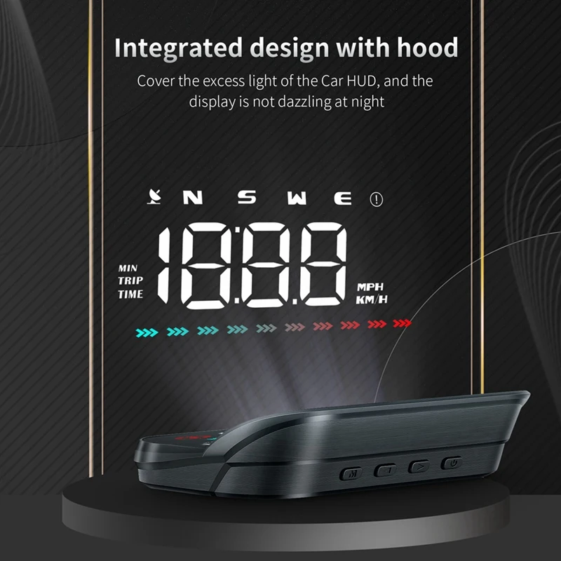 Car Heads Up Display, GPS Speedometer, Universal Car HUD With Speed MPH, Compass Direction, Overspeed Alarm HD Display