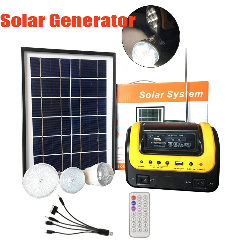 

Portable Radio Solar Emergency Light Emergency Power Generation System with MP3 Function 3 LED Bulbs Lamp Camping Lamp