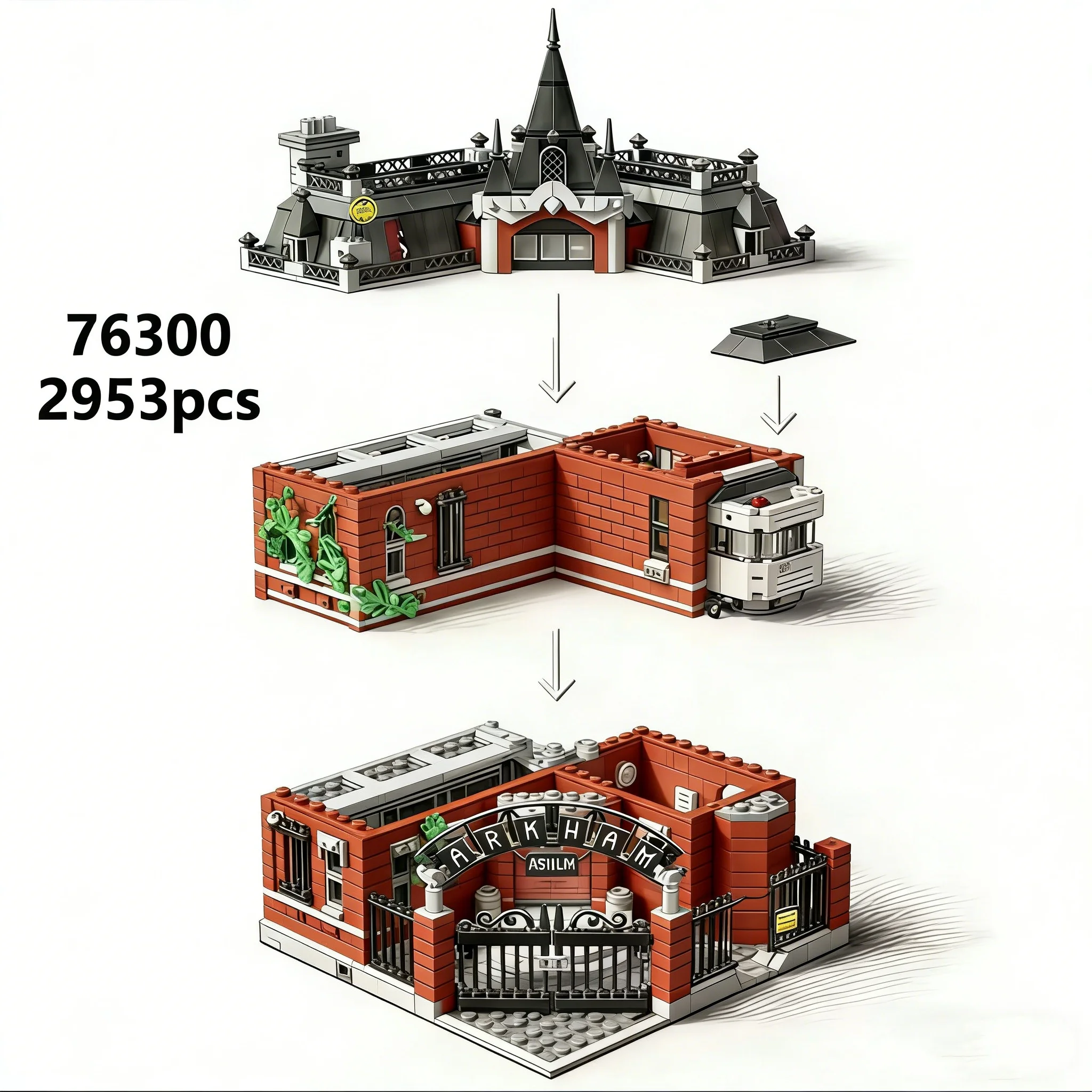2026 NEW2953PCS Arkham Asylum building model,suitable as a birthday gift, collection item or decorativepiece for adults