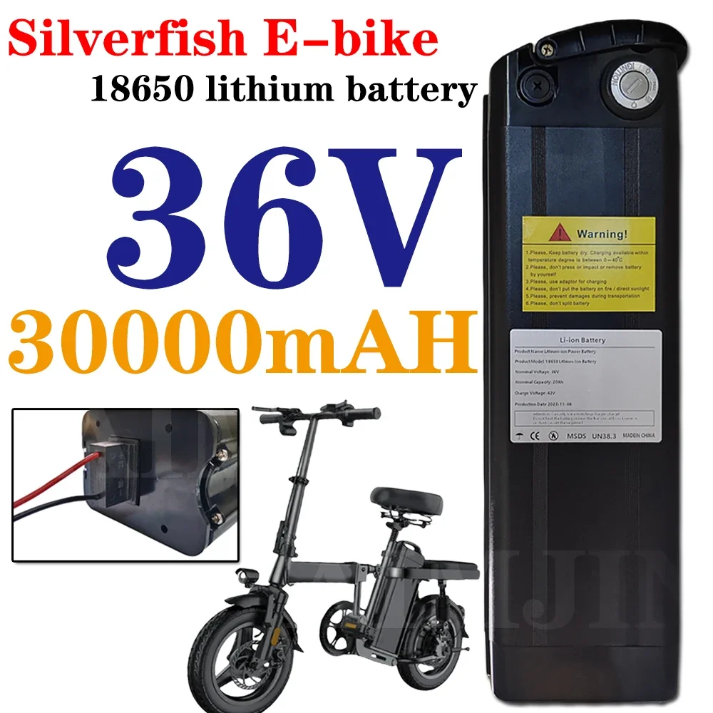 100% Original 36V  30Ah High quality Silver Fish Style batteria，500W 750W 1000W High-power 18650 Lithium ion battery pack