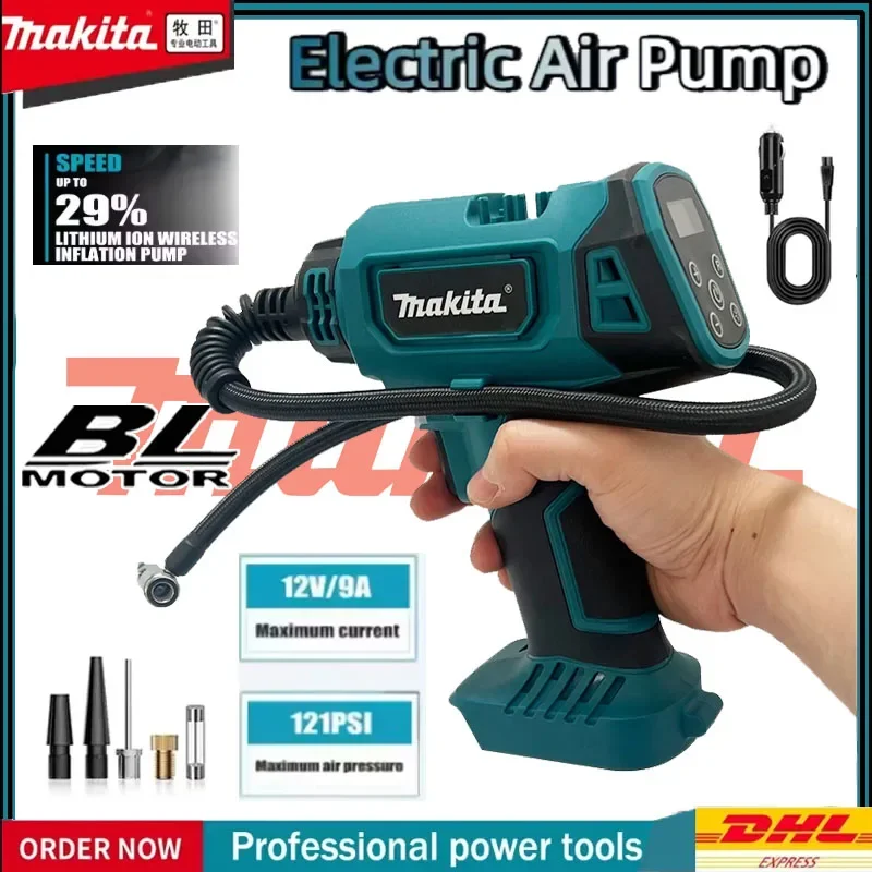 

Makita Cordless Portable Handheld Air Compressor Electric Air Pump 12V Rechargeable for Cars Compatible with Makita 18V Battery