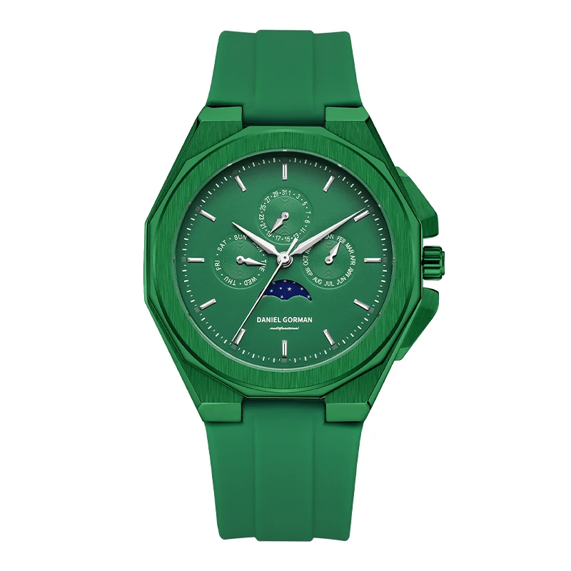 9199 Fashion Business Mens Quartz Watches 5ATM Waterproof Chronograph Watch Latest Silicone Strap Wrist Watch with Moon Phase