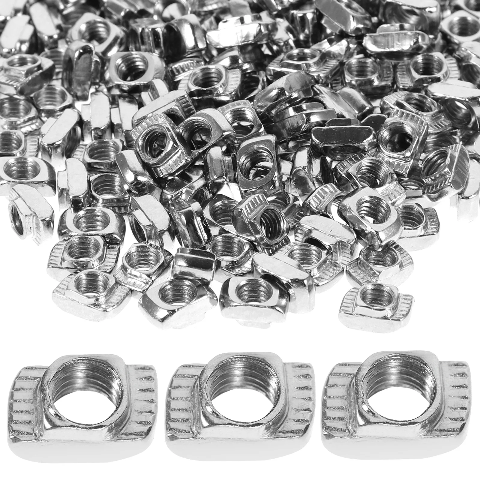 

200Pcs Hammer T-Nuts Aluminum Profile M5x10x6 Nickel Plated Carbon Steel Durable Fast Slot Assembly Nuts European Aluminum