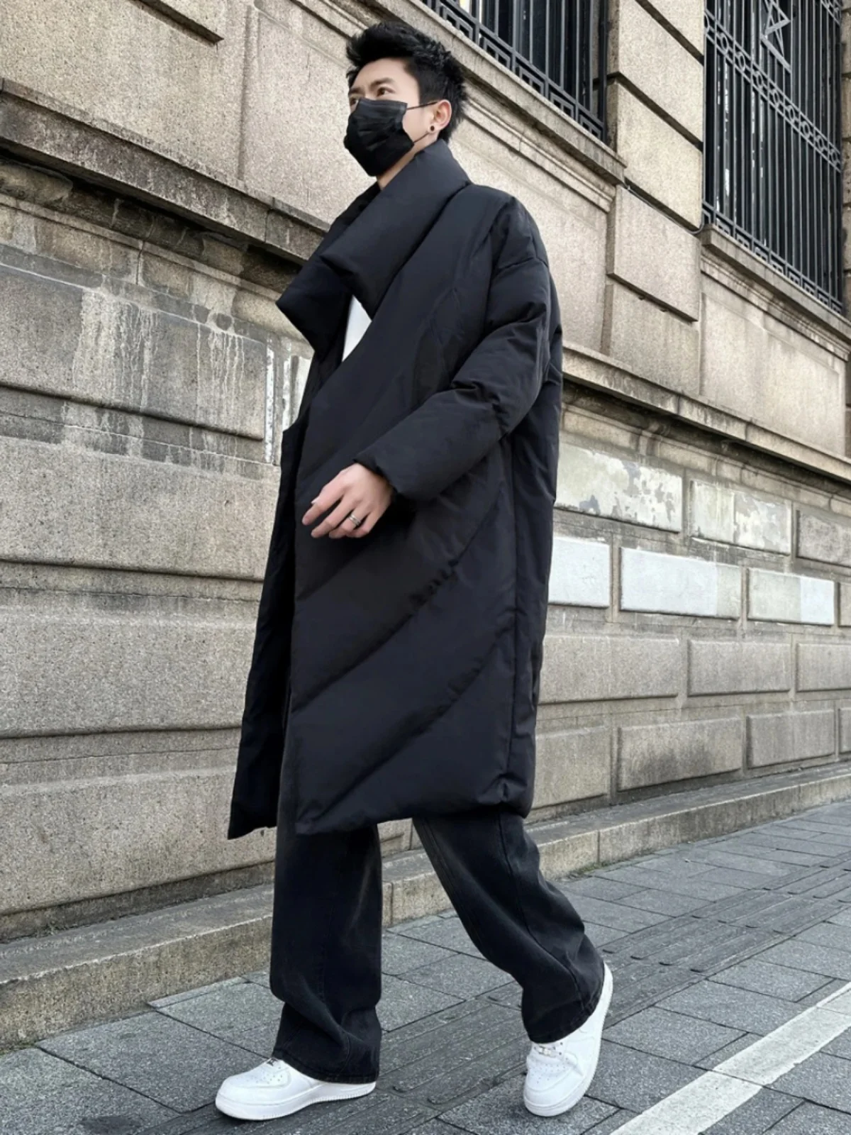 

Мужская удлиненная зимняя куртка из хлопка с воротником, теплая верхняя одежда средней длины, утепленная, молодежная мода