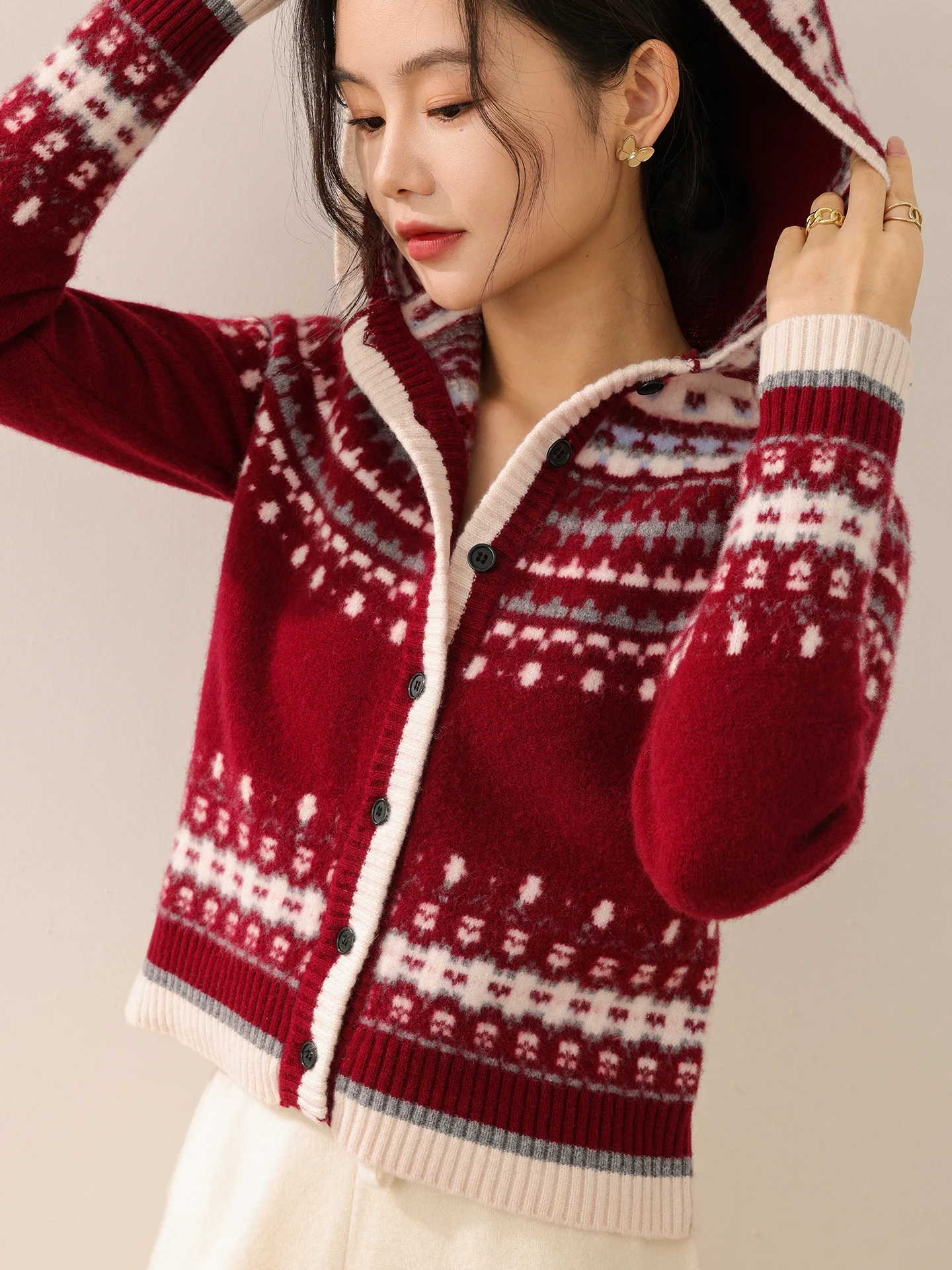 

New Fashion Woman 100% Merino Wool Sweater Autumn Winter Female Knitted Cardigan Cashmere Long Sleeve Clothing Tops Lady Hoodies