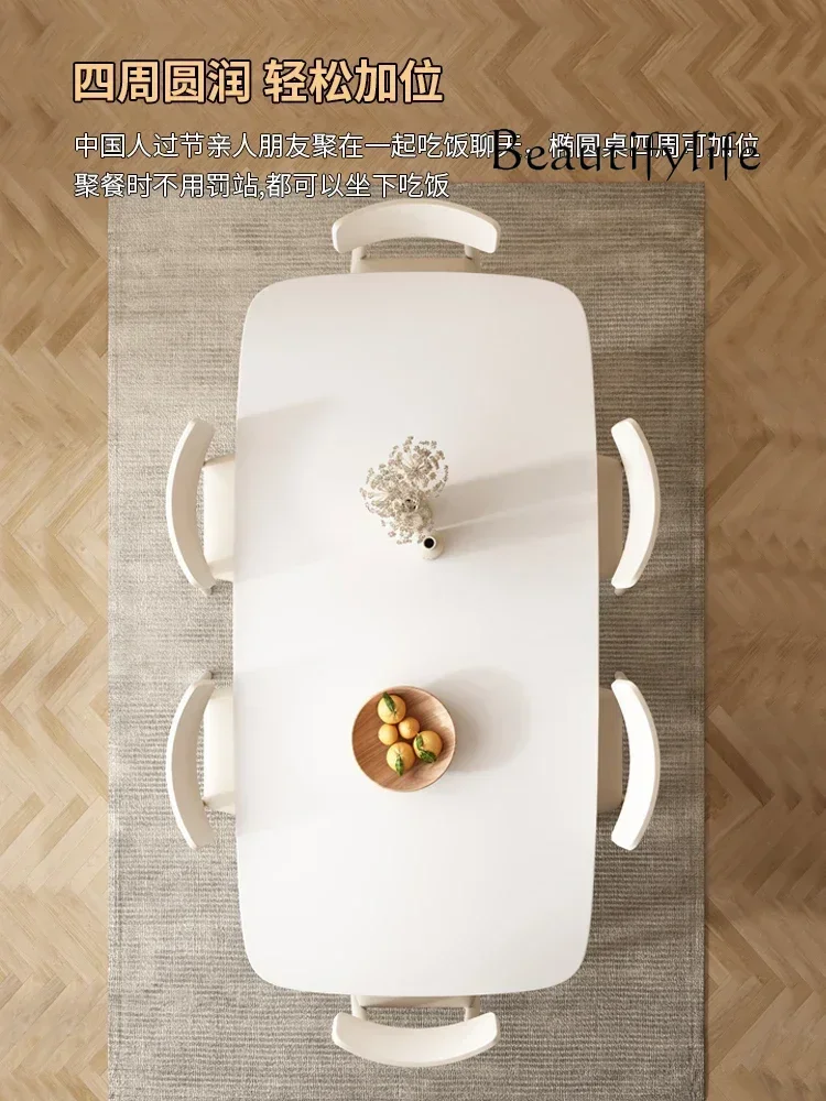 0 Tables et chaises de salle à manger de Style crème, plaque de pierre en bois massif, ensemble pour la maison