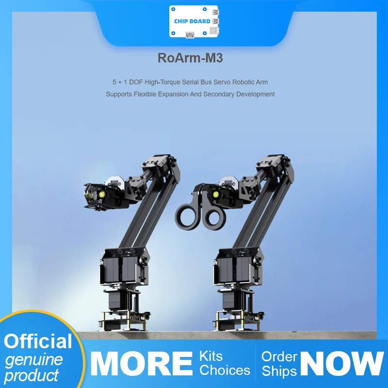 

Waveshare 5 + 1 DOF High-Torque Serial Bus Servo Robotic Arm Kit, Based On ESP32, 2-DOF Wrist Joint, Wireless Control