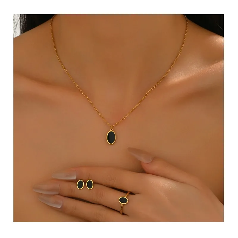 

Комплект украшений Wind Jewelry: круглое колье с геометрическим узором, кольцо с геометрическим отверстием, универсальные женские серьги