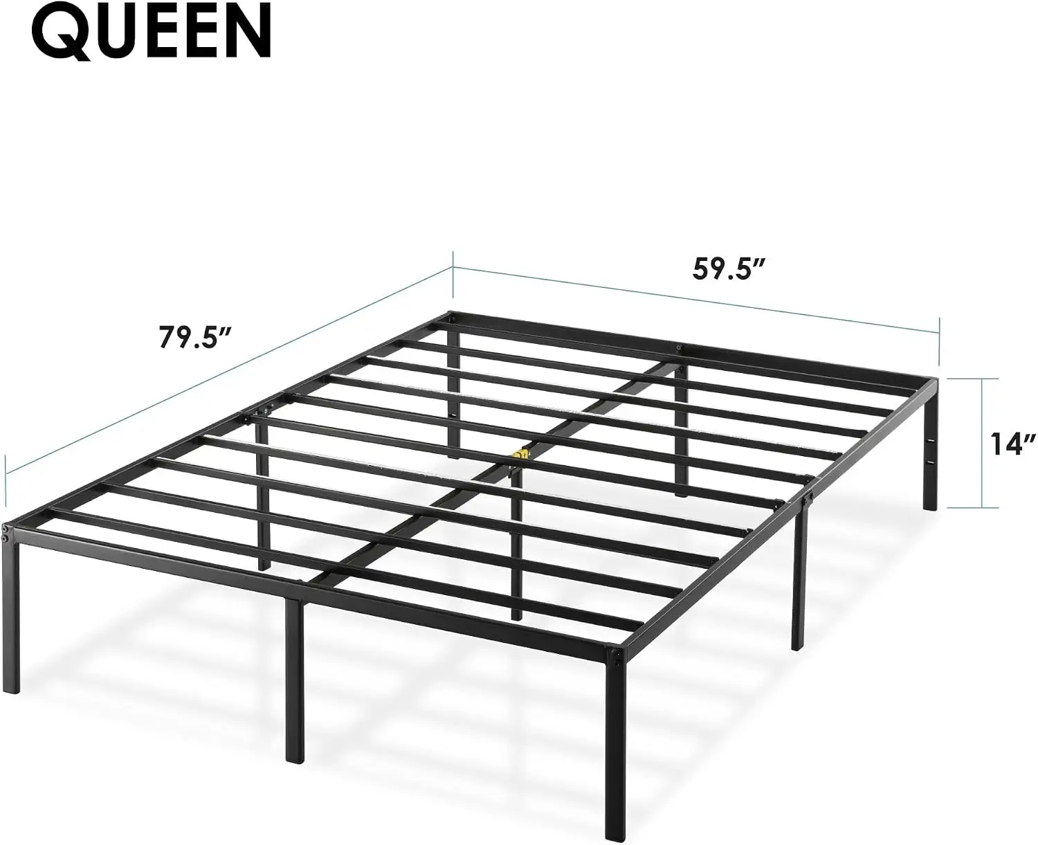 14 Inch Metal Platform Beds w/ Heavy Duty Steel Slat Mattress Foundation (No Box Spring Needed), Queen, Black