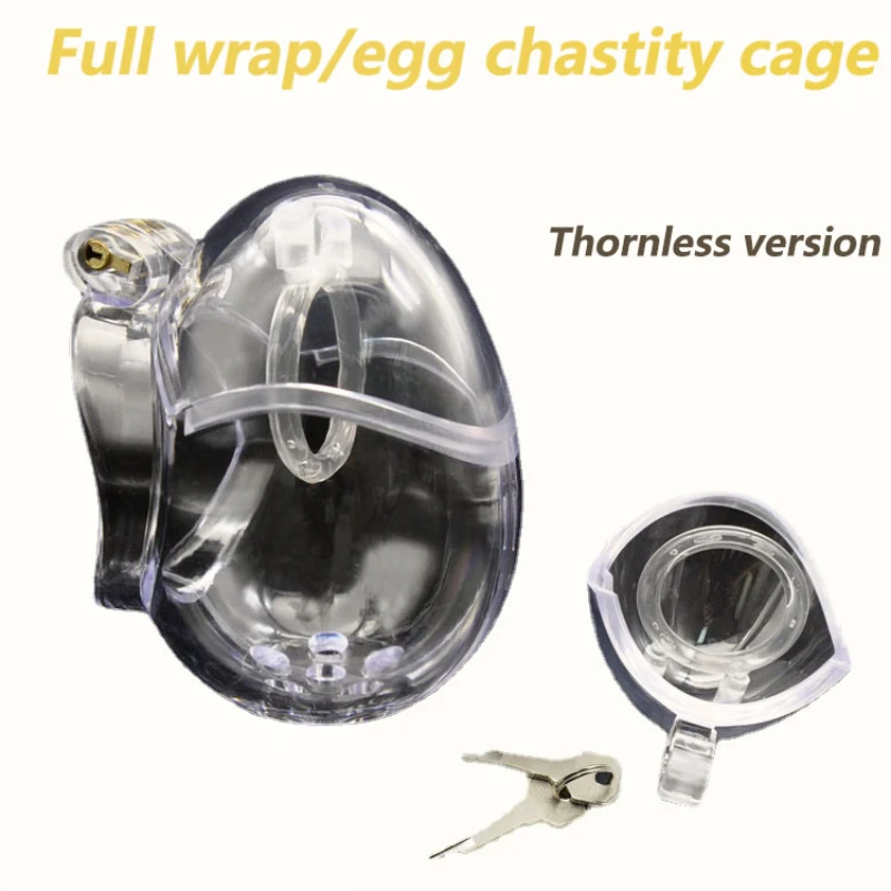 New Full Bondage Egg Type Male Chastity Cage  Lock  With Devices Scrotum Ball Stretcher Thorn Ring Cock Cage Sex Toys For Men